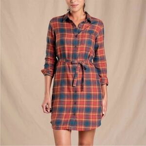 Toad&Co Plaid Mini Dress in Red and Blue